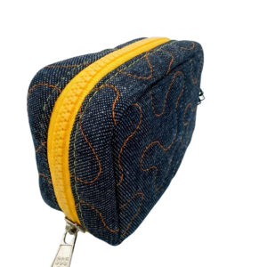 Bolsinha porta óleo - jeans com amarelo